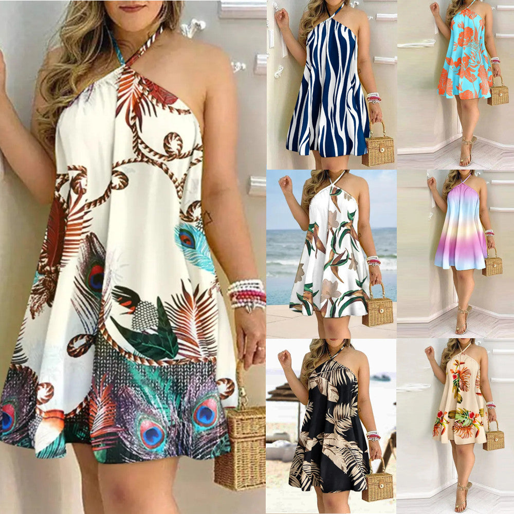 Robe d’été imprimée à épaules dénudées – Coupe mi-longue