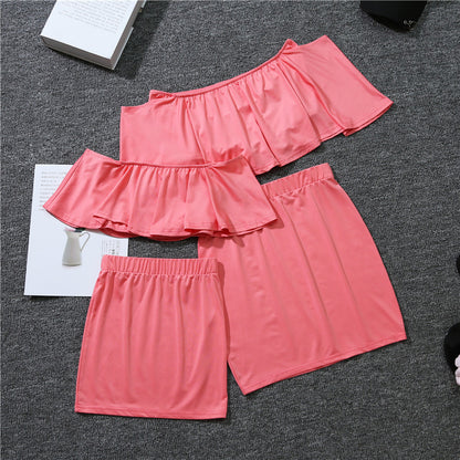 One-Word Ruffled Suit Skirt Mother And Daughter