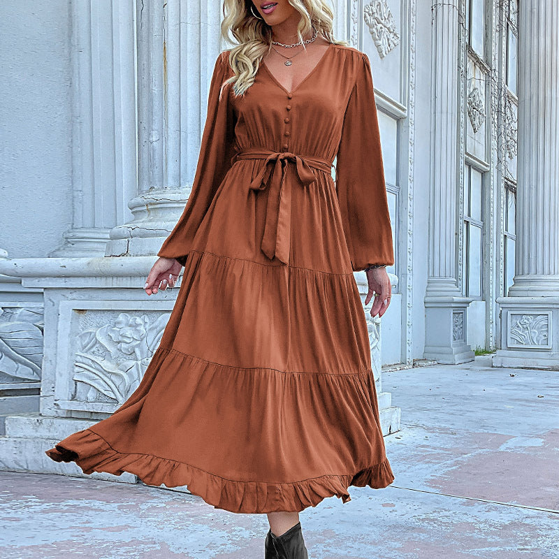 Robe longue en maille côtelée à bretelles