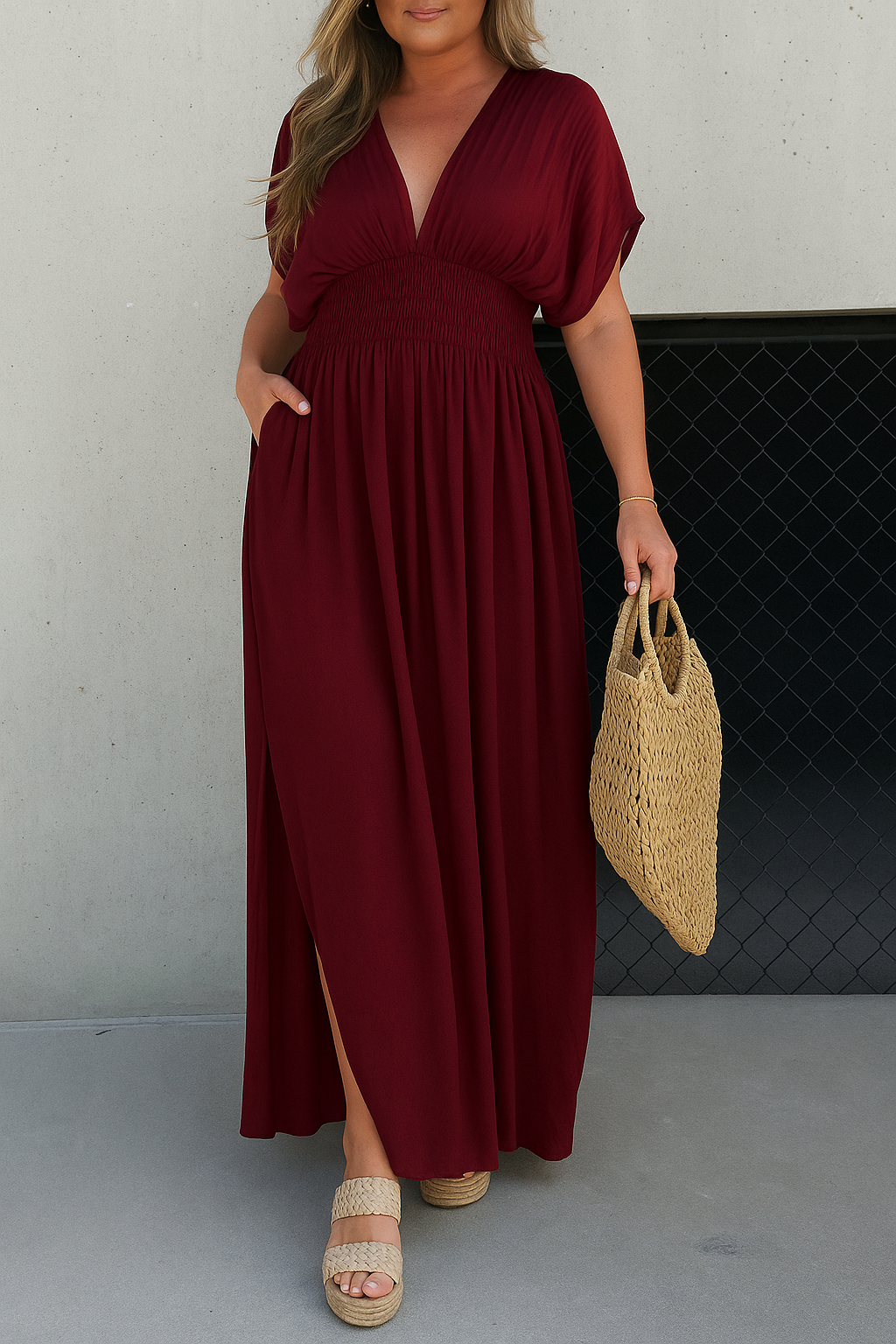 Robe à taille élastique et manches amples