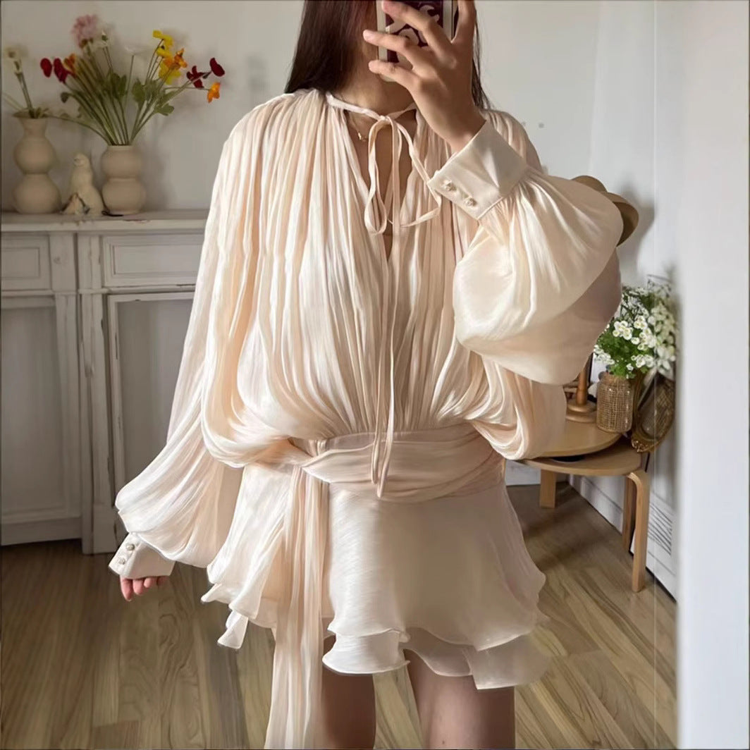 Robe Style Français Cintrée à Ourlet Structuré