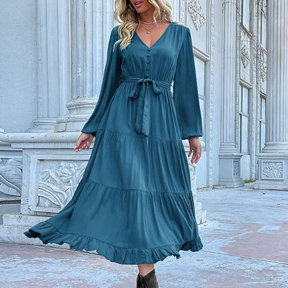 Robe longue en maille côtelée à bretelles