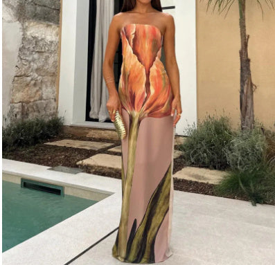 Robe casual longue avec encolure souple