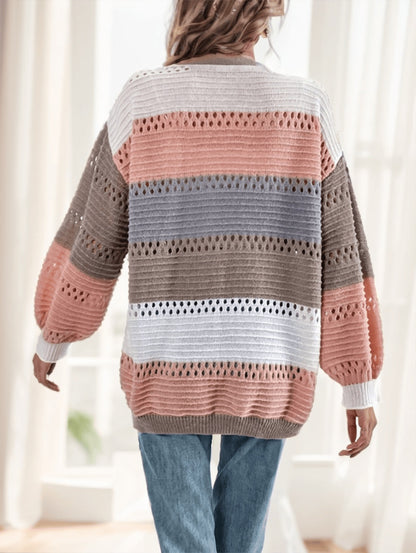 A Multicolored Striped Coat For Ladies