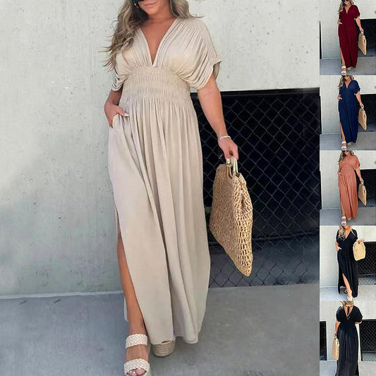 Robe à taille élastique et manches amples